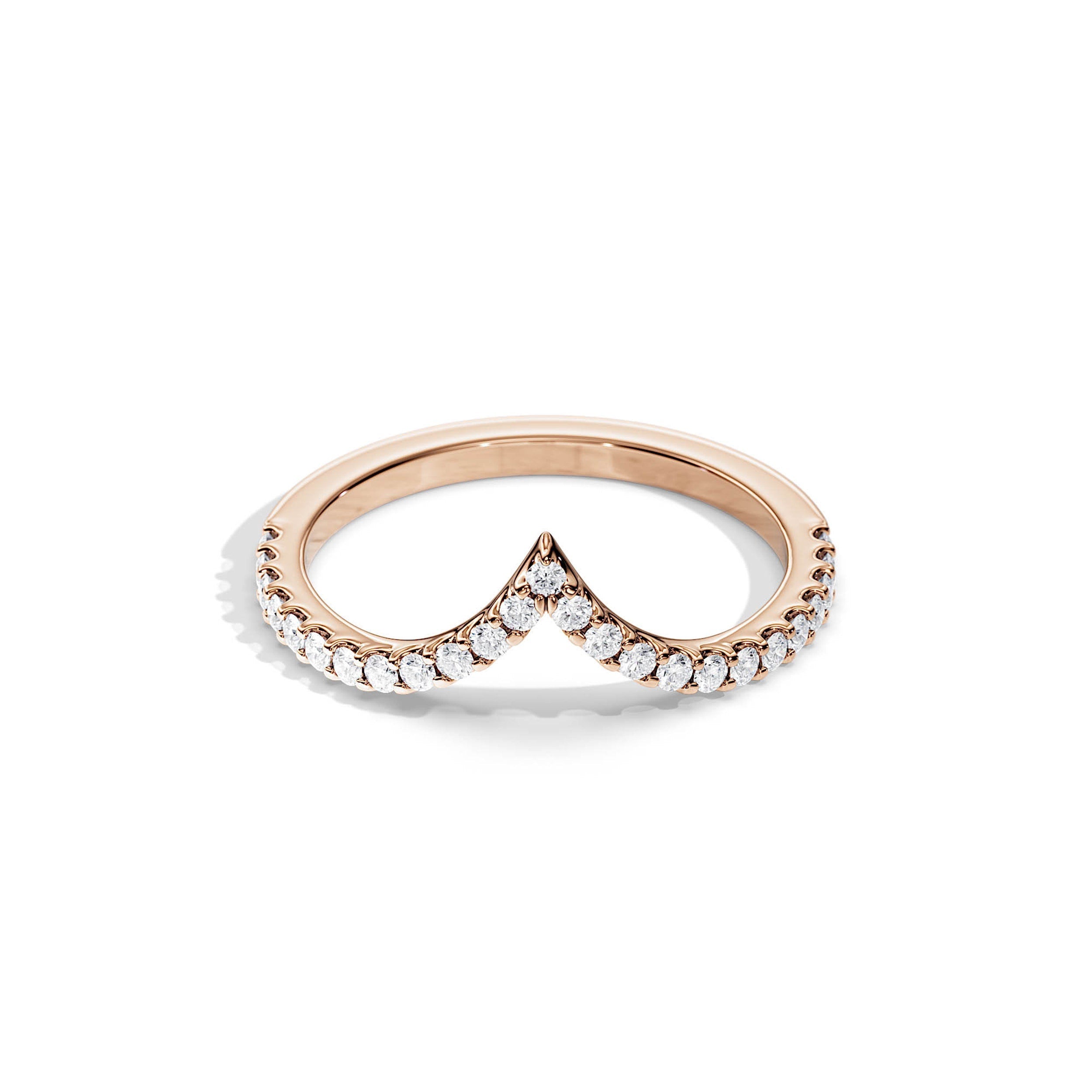 0.25 TCW Round Moissanite Curved Wedding Band