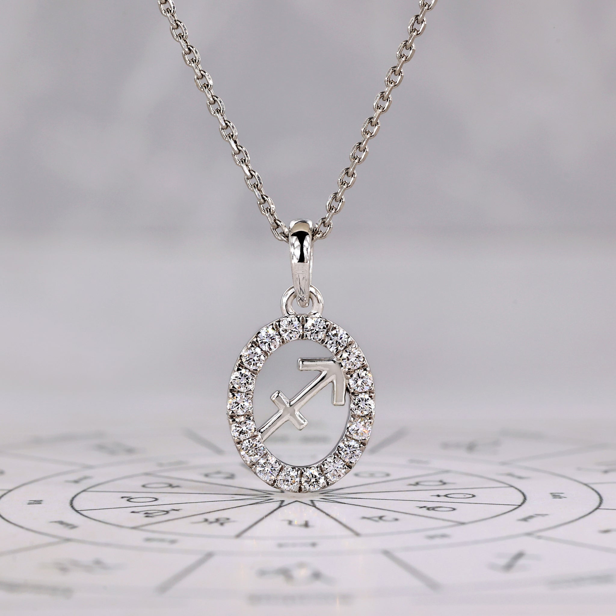 White Gold Halo Sagittarius Pendant