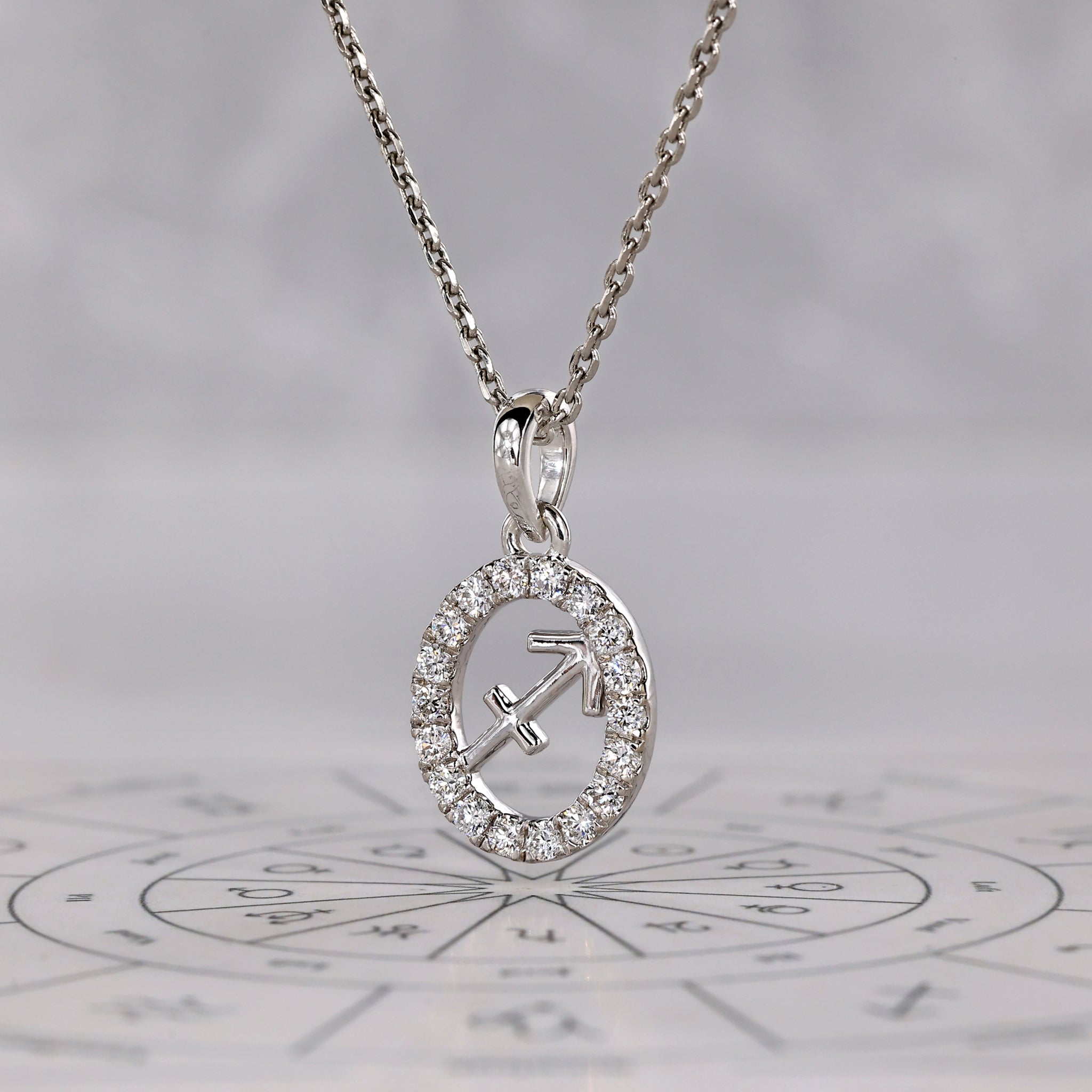 White Gold Halo Sagittarius Pendant