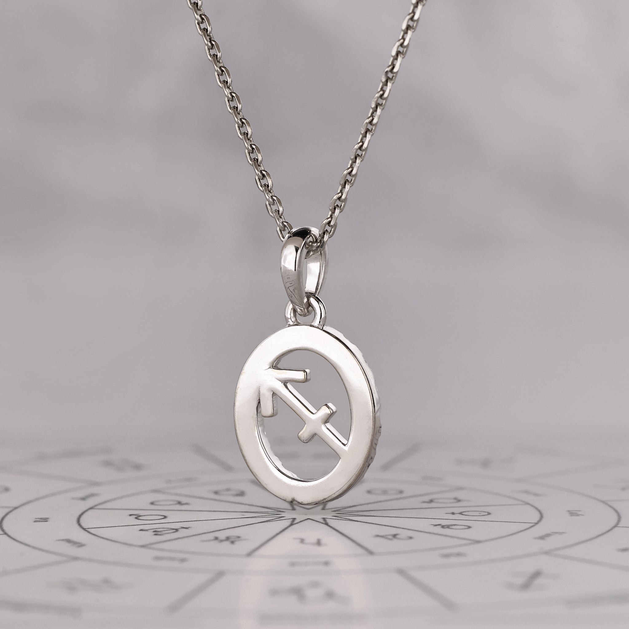 White Gold Halo Sagittarius Pendant