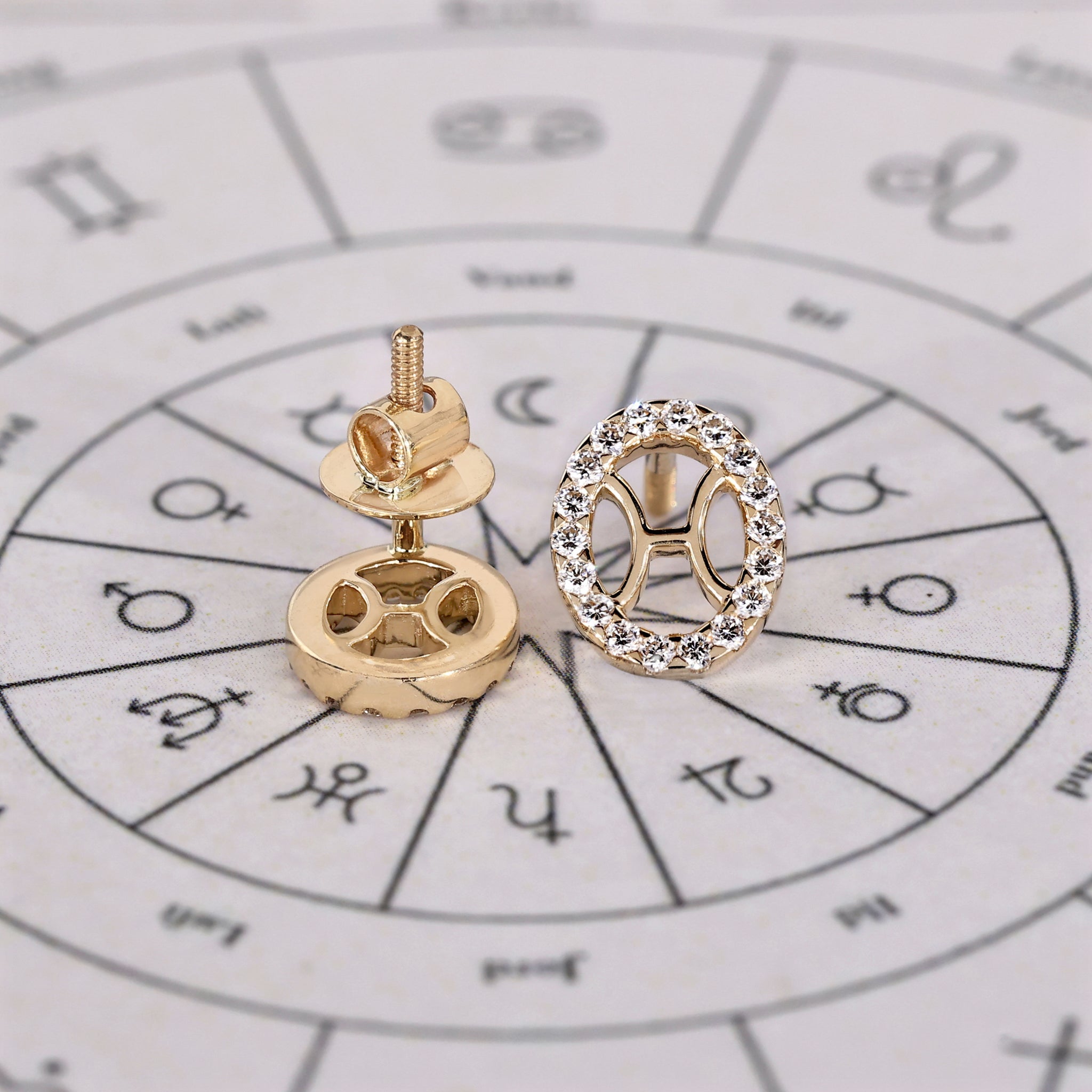 Pisces Earrings in Stud Halo Design