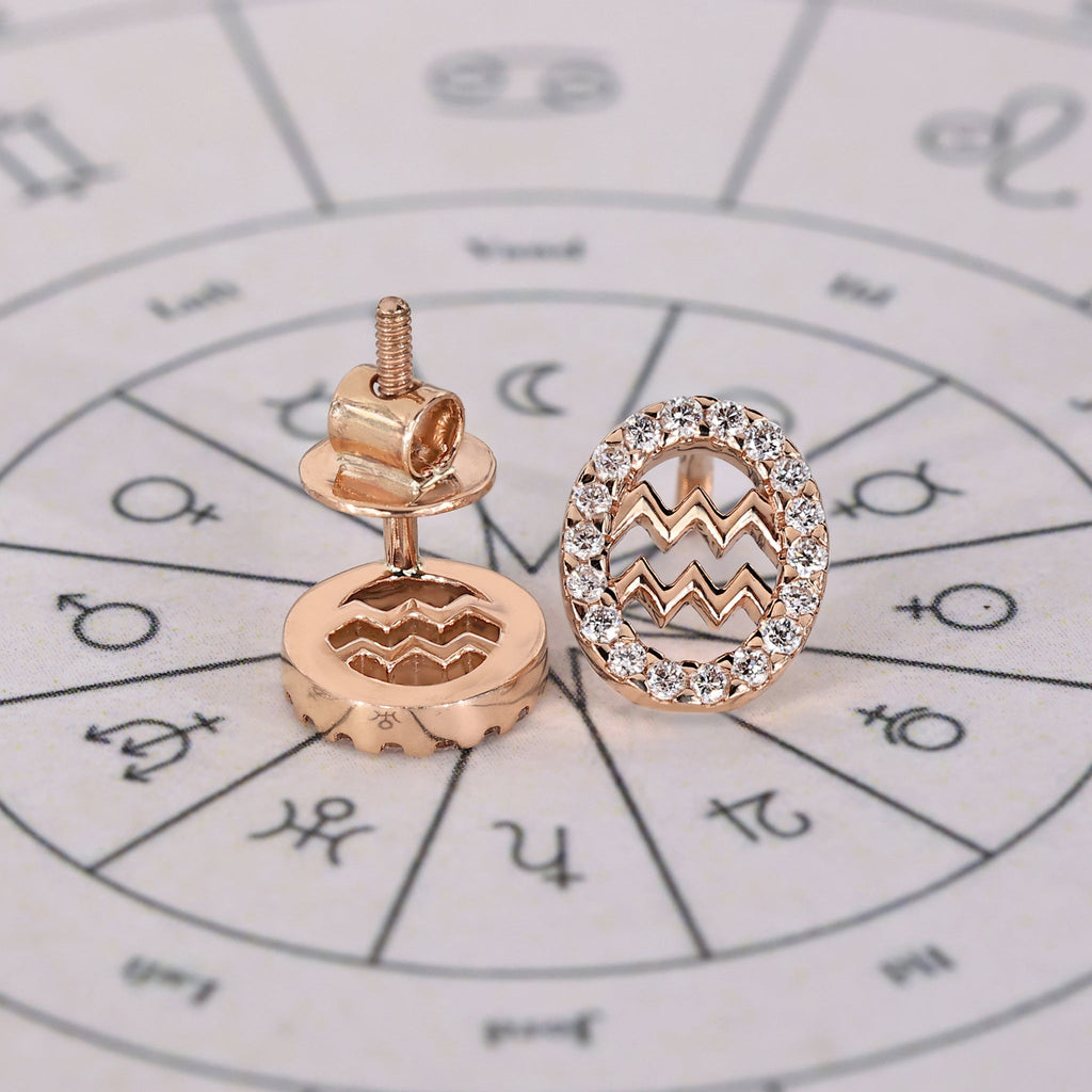 Aquarius Earrings in Stud Halo Style