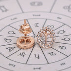 Aries Earrings with Round Cut Halo Stud Style