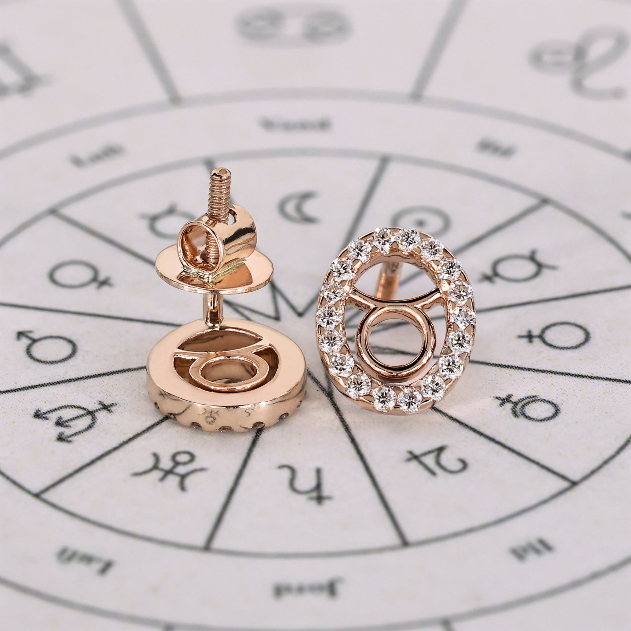 Taurus Earrings Stud In Halo Style