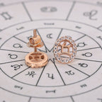 Gemini Earrings in Round Cut Halo Zodiac Style