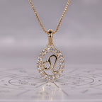 Yellow Gold Leo Pendant In Halo Setting
