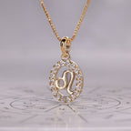 Yellow Gold Leo Pendant In Halo Setting