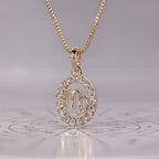 Halo Style Yellow Gold Virgo Pendant