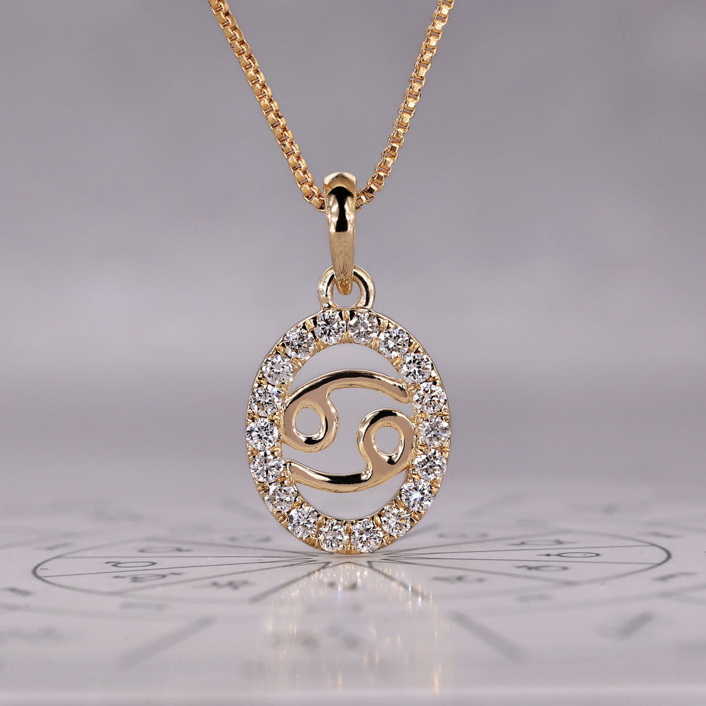 Halo Style Cancer Zodiac Pendant