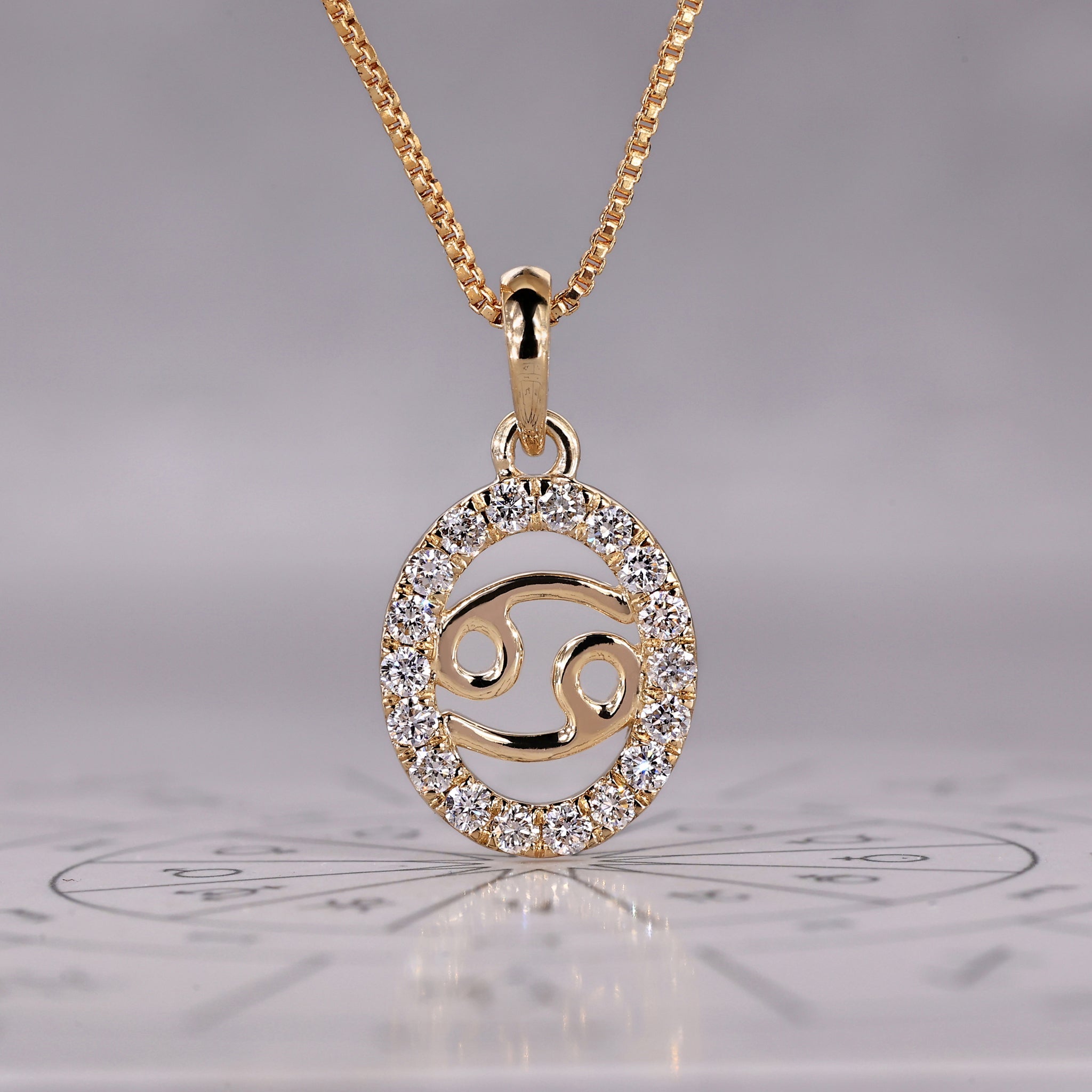 Halo Style Cancer Zodiac Pendant