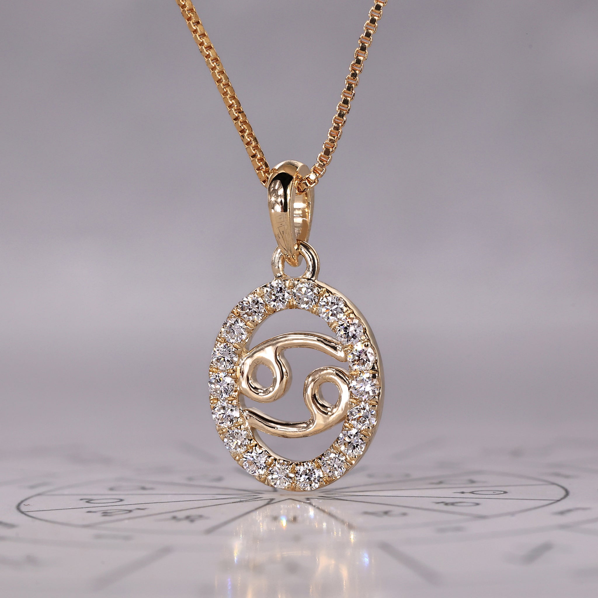 Halo Style Cancer Zodiac Pendant