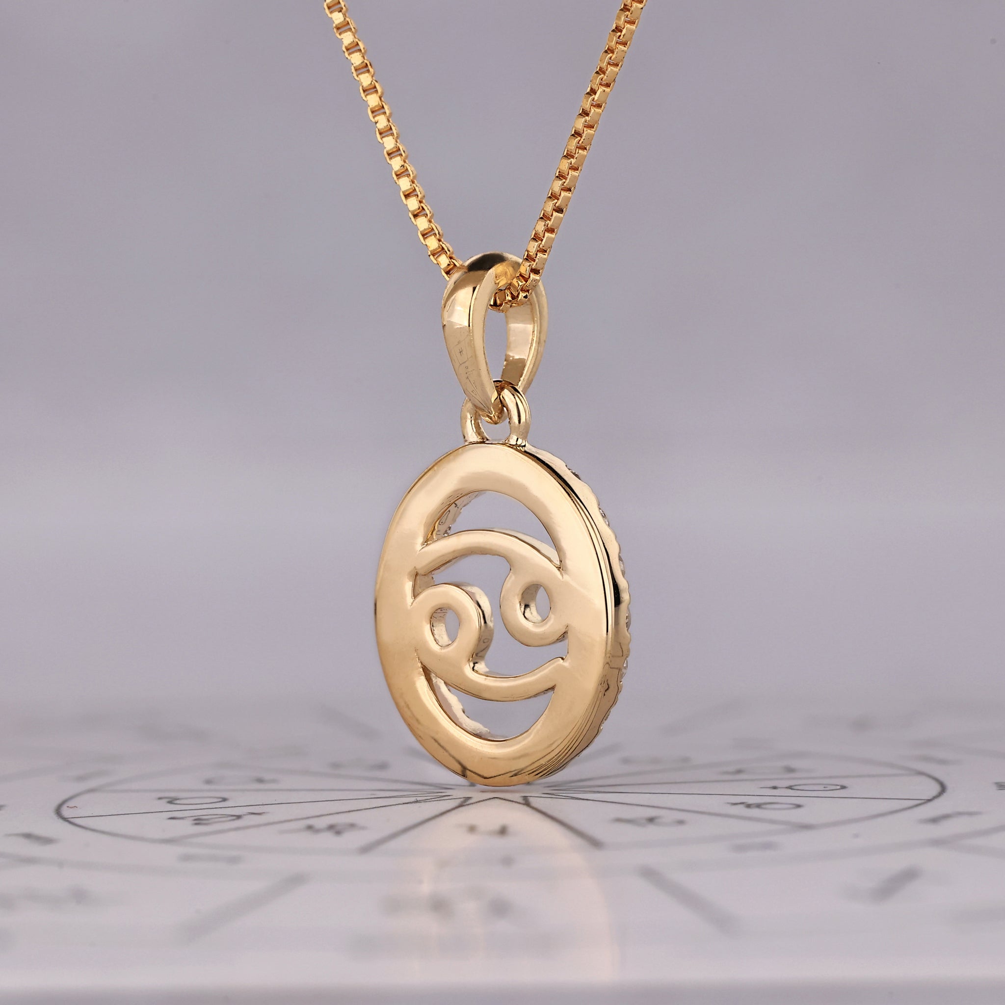 Halo Style Cancer Zodiac Pendant