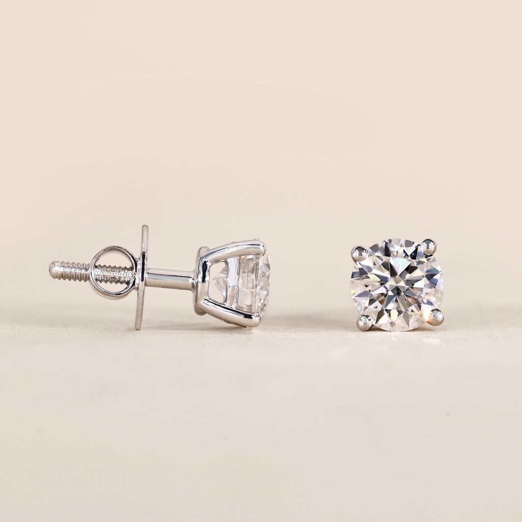 1 TCW Round Moissanite Stud Earrings in Silver