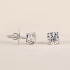 1 TCW Round Moissanite Stud Earrings in Silver