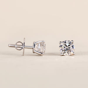 1 TCW Round Moissanite Stud Earrings in Silver
