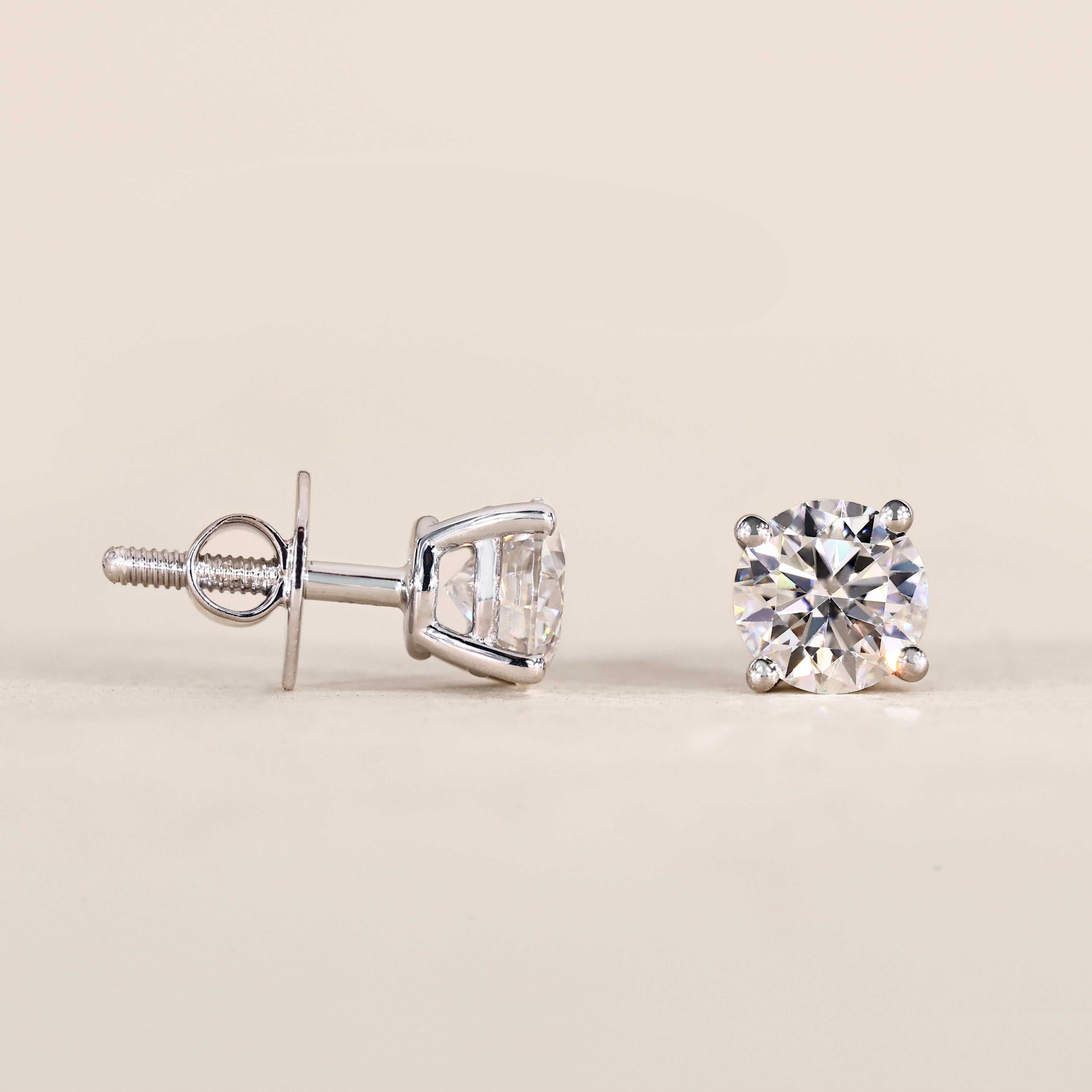 1 TCW Round Moissanite Stud Earrings in Silver