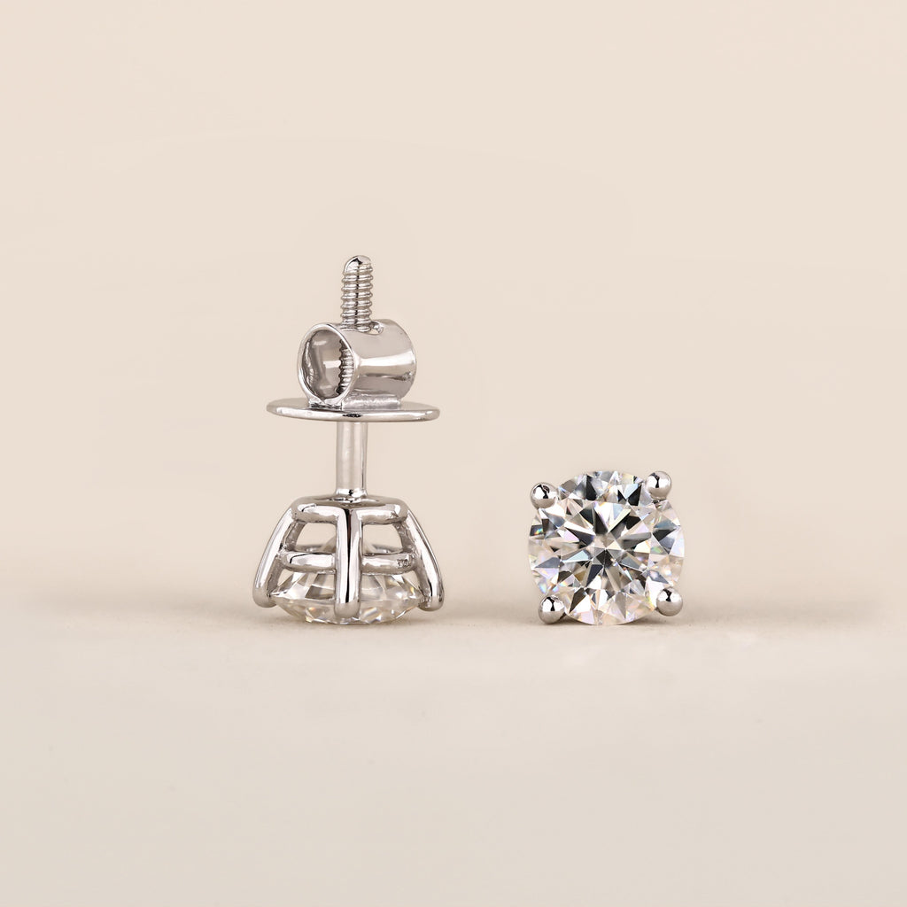 1 TCW Round Moissanite Stud Earrings in Silver