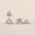 1 TCW Round Moissanite Stud Earrings in Silver