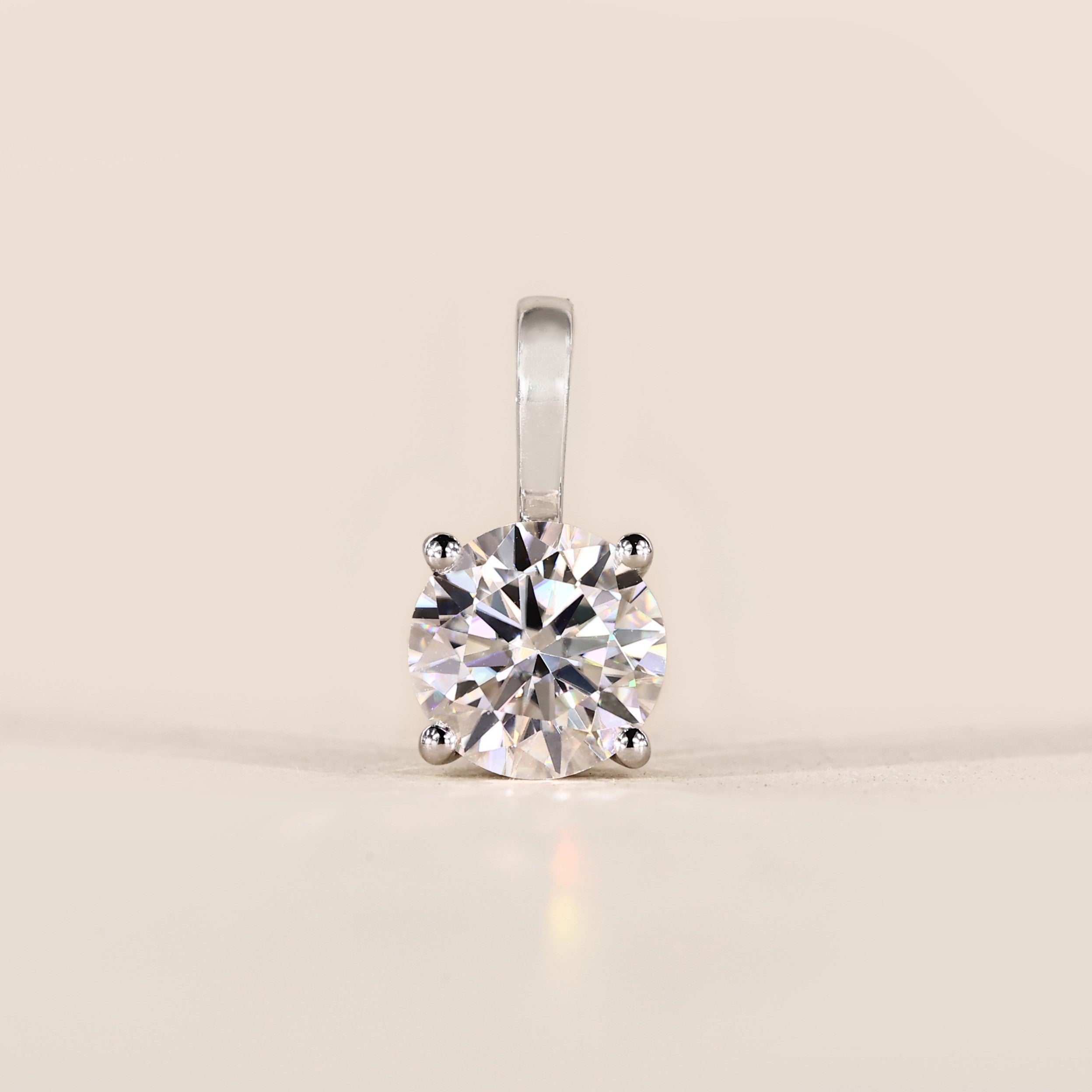 0.80 CT Round Moissanite Pendant in Silver Main image