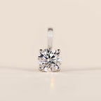 0.80 CT Round Moissanite Pendant in Silver