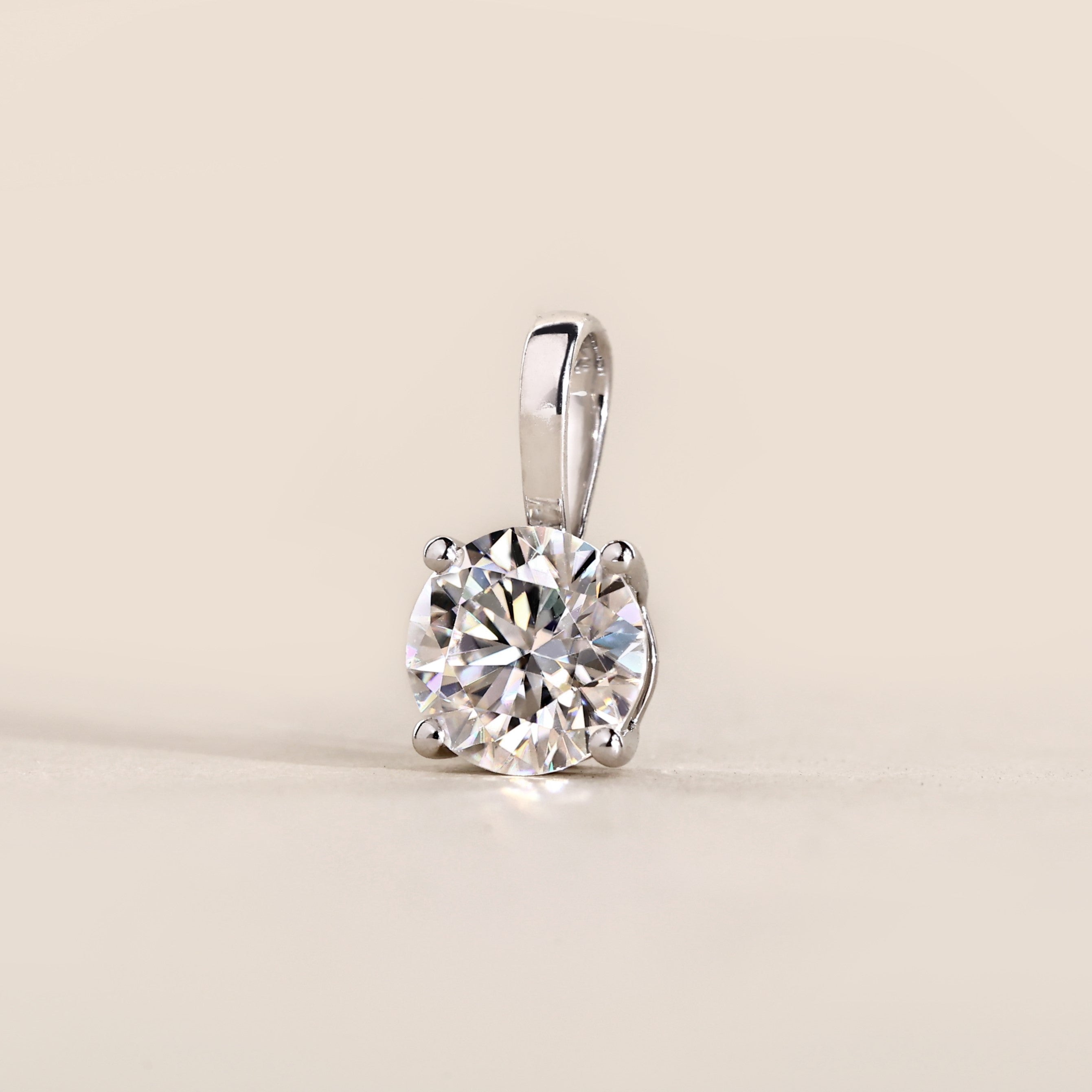 0.80 CT Round Moissanite Pendant in Silver Secondary image