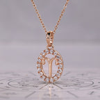 Rose Gold Aries Pendant In Halo Design