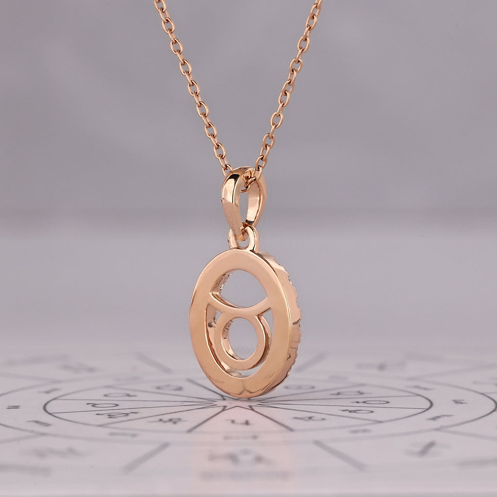 Halo Style Taurus Pendant In Rose Gold