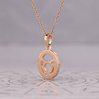 Halo Style Taurus Pendant In Rose Gold