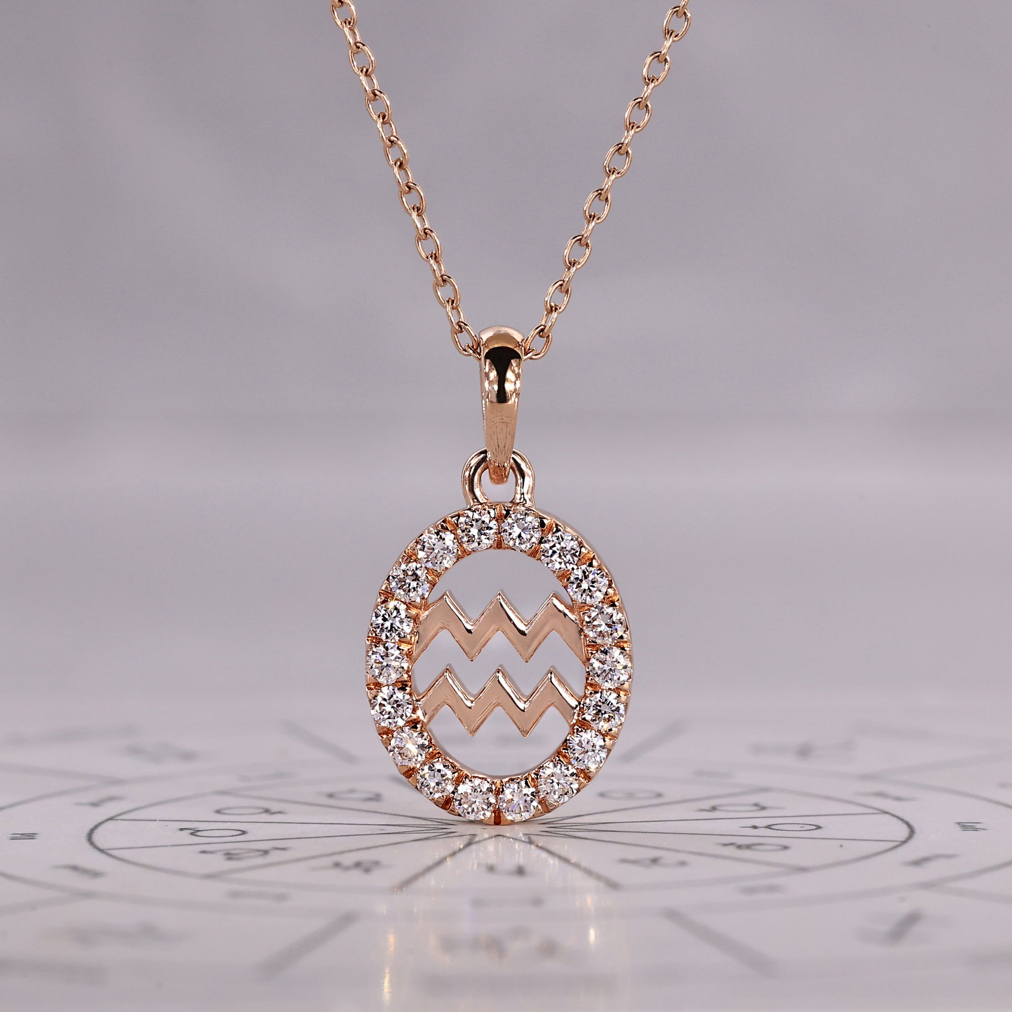 Halo Aquarius Pendant In Rose Gold