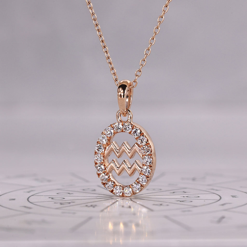 Halo Aquarius Pendant In Rose Gold