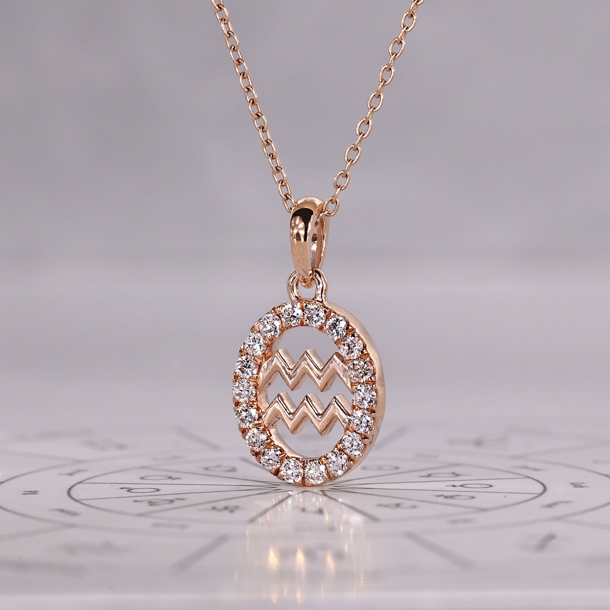 Halo Aquarius Pendant In Rose Gold