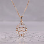 Rose Gold Gemini Pendant In Halo Setting