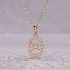 Rose Gold Gemini Pendant In Halo Setting