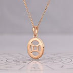 Rose Gold Gemini Pendant In Halo Setting