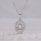 Halo Design Libra Pendant In White Gold