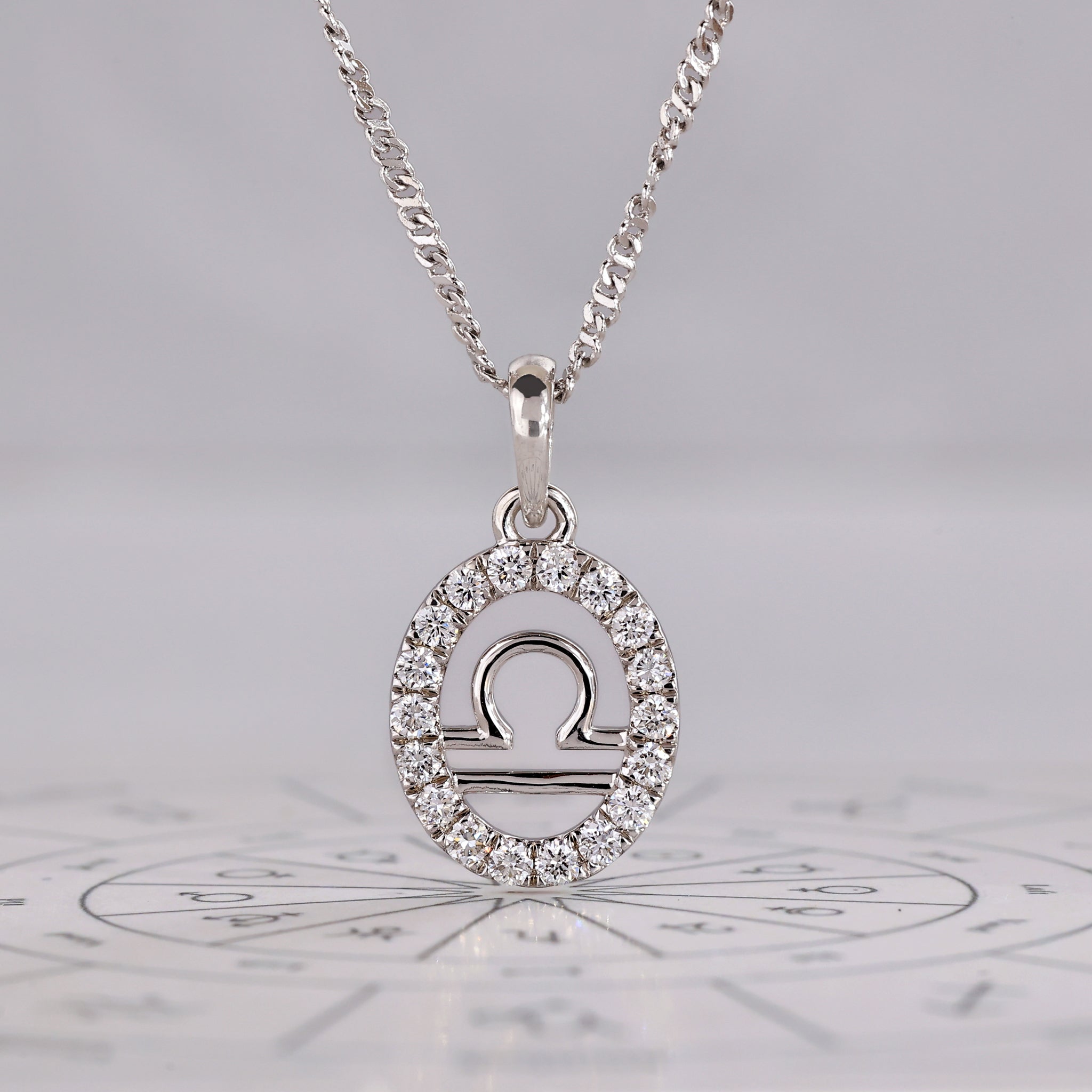 Halo Design Libra Pendant In White Gold