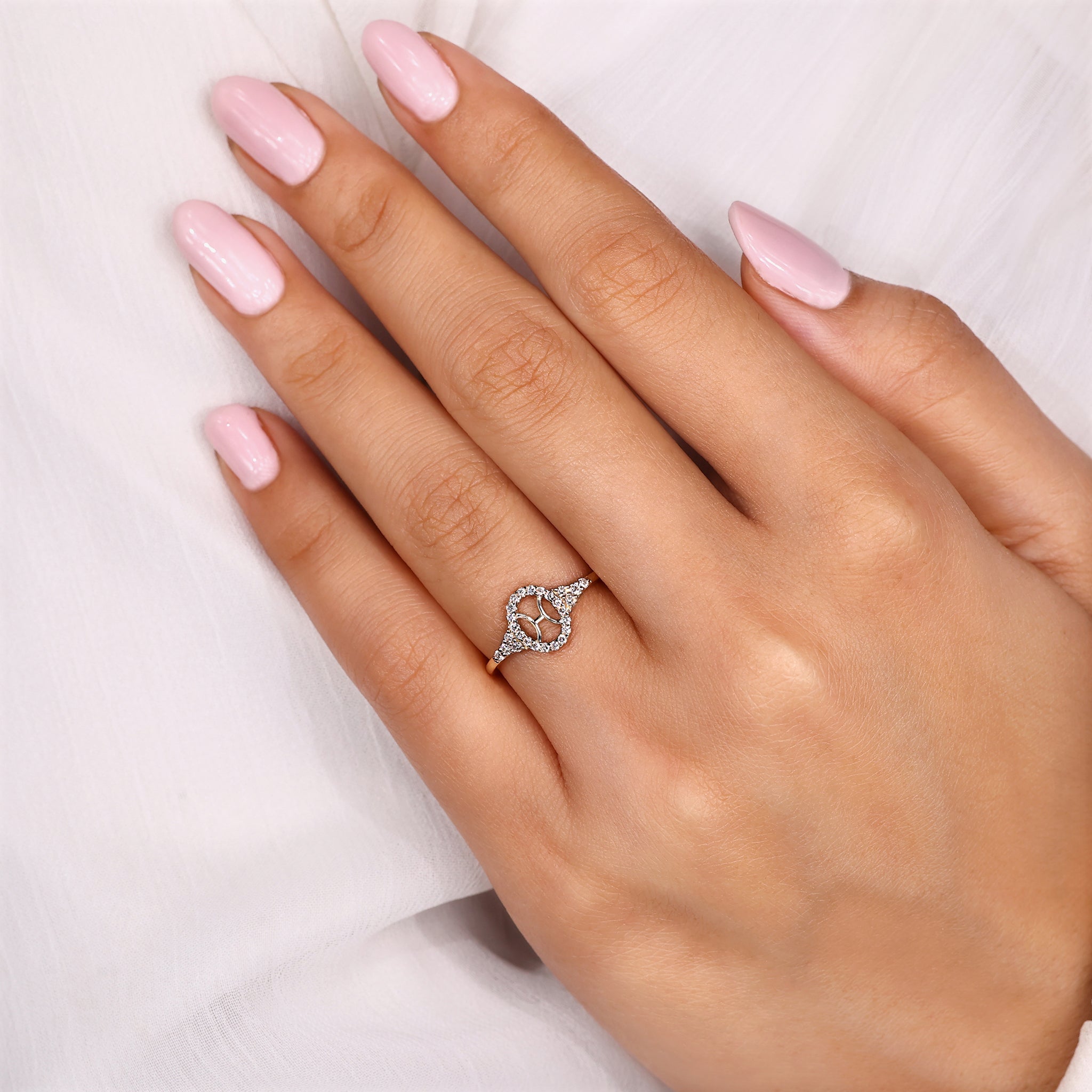 Yellow Gold Pisces Ring In Halo Style