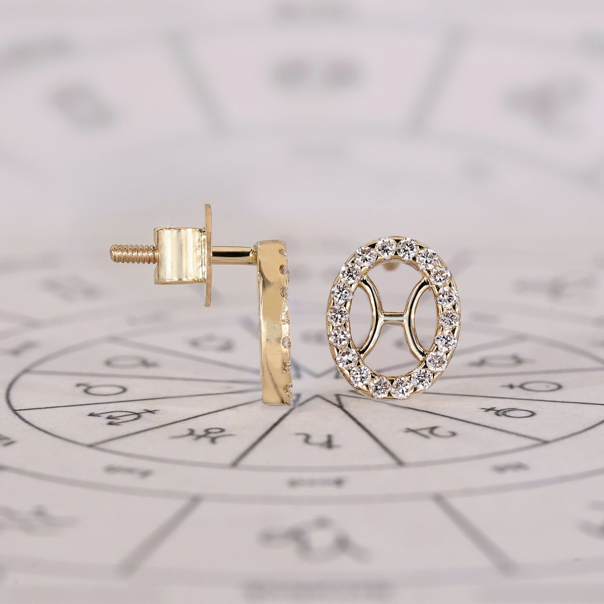Pisces Earrings in Stud Halo Design