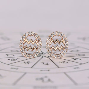 Aquarius Earrings in Stud Halo Style