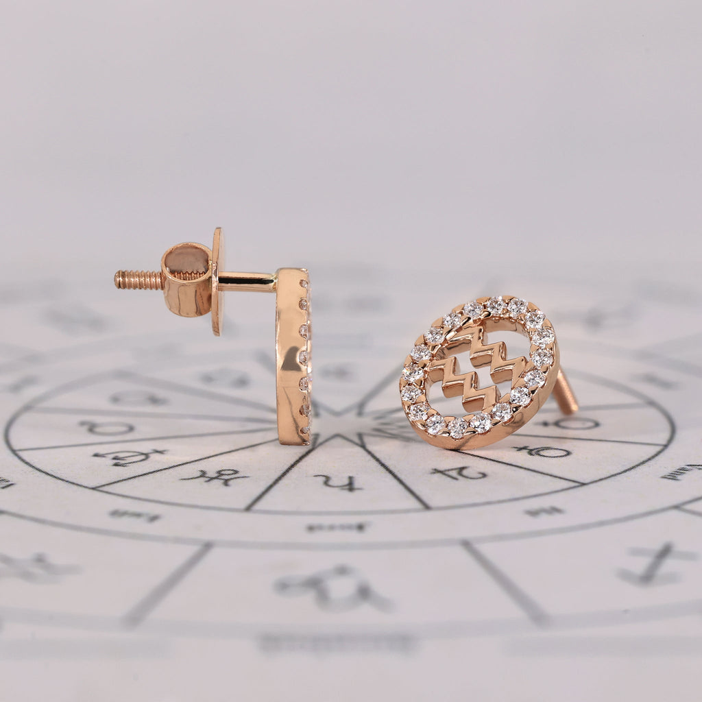 Aquarius Earrings in Stud Halo Style