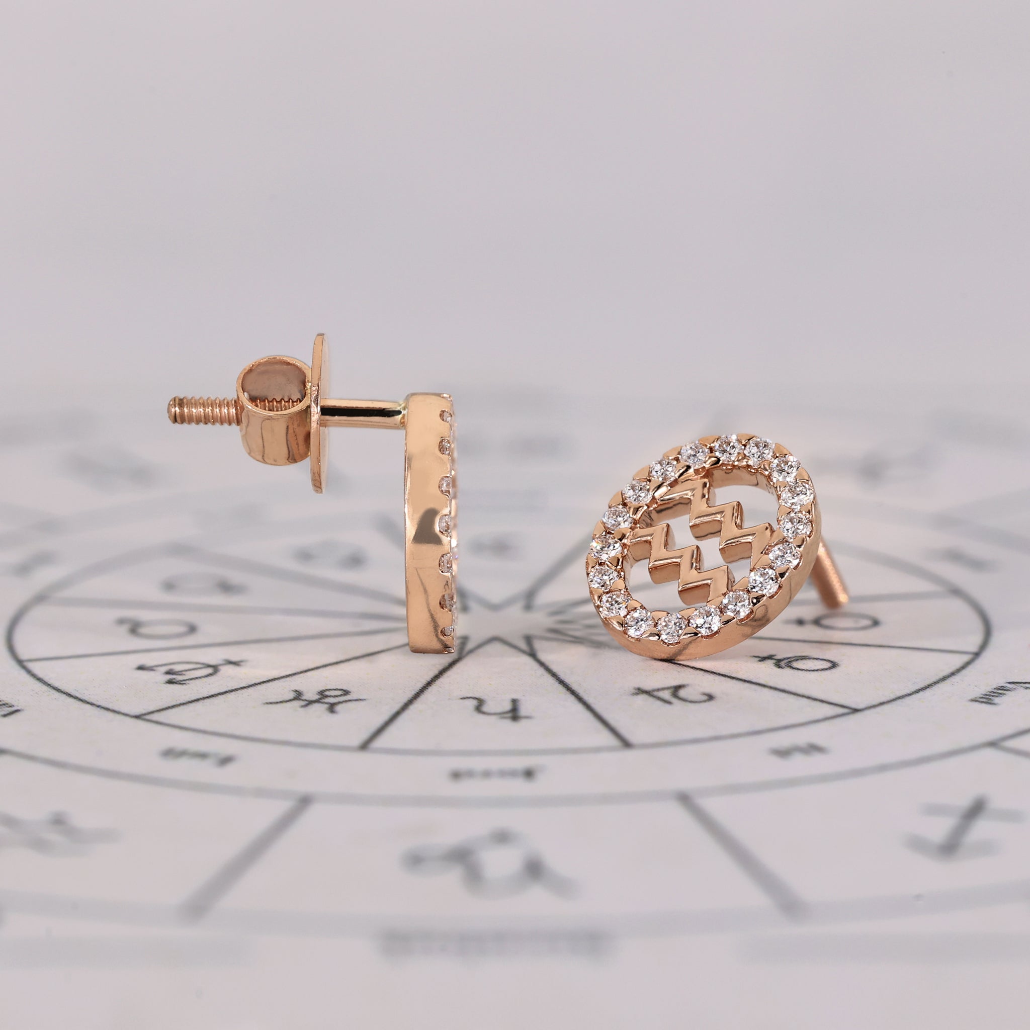 Aquarius Earrings in Stud Halo Style