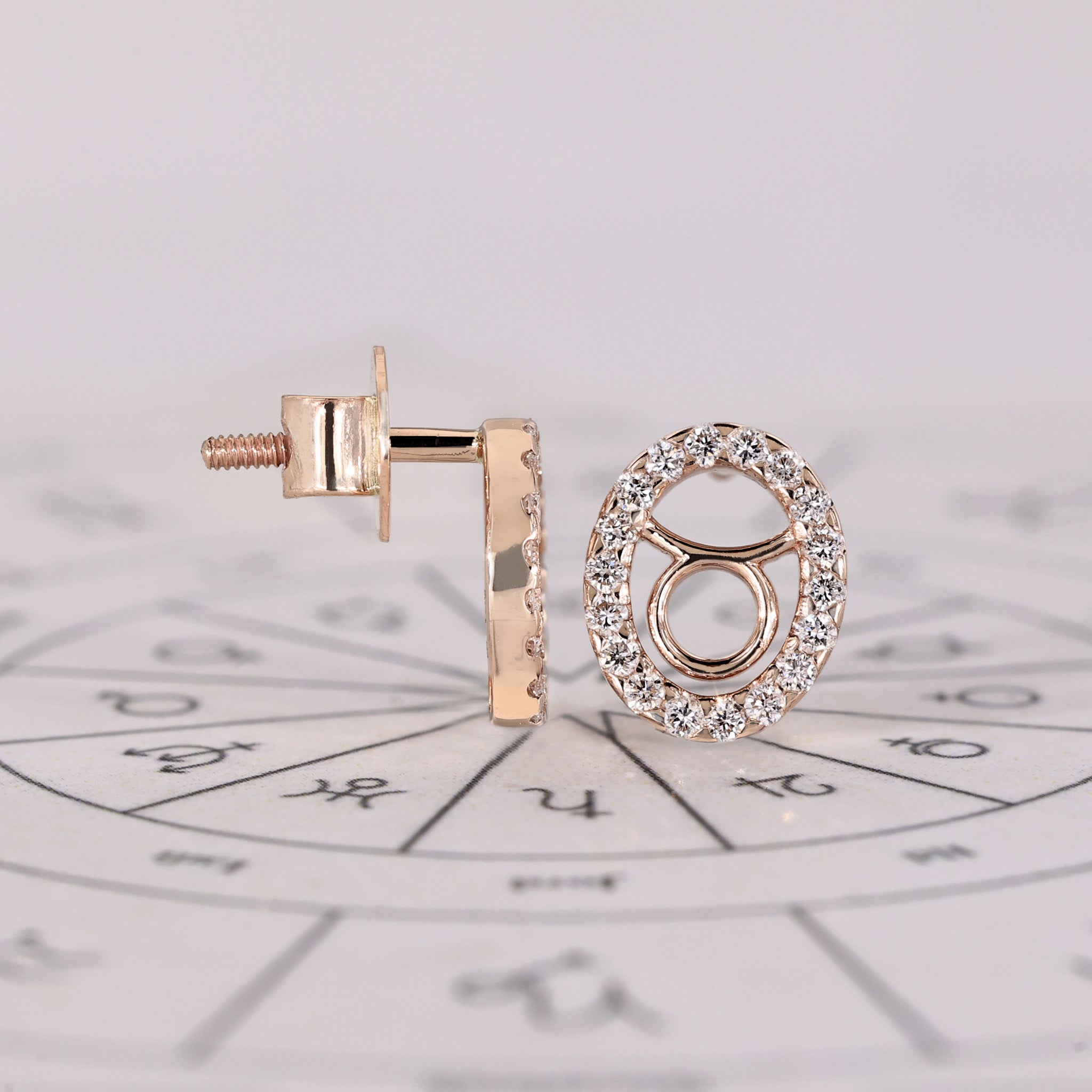 Taurus Earrings Stud In Halo Style Image secondaire du produit