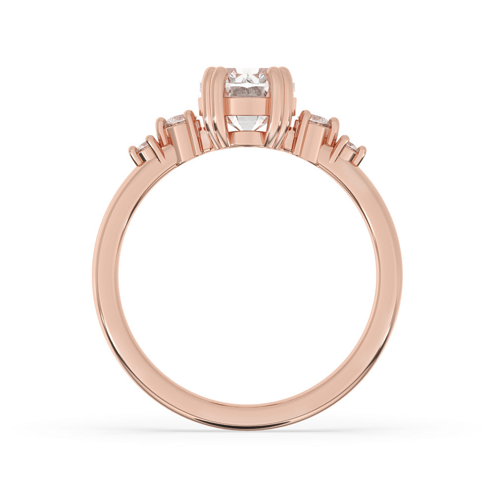 Oval Cut Engagement Ring - Side Stone
