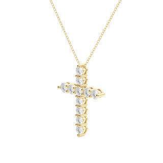 cross pendent round diamond moissanite necklace