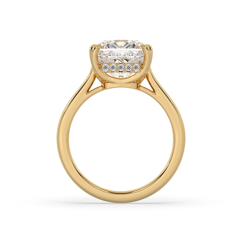 Hidden Halo Cushion Cut Diamond Ring