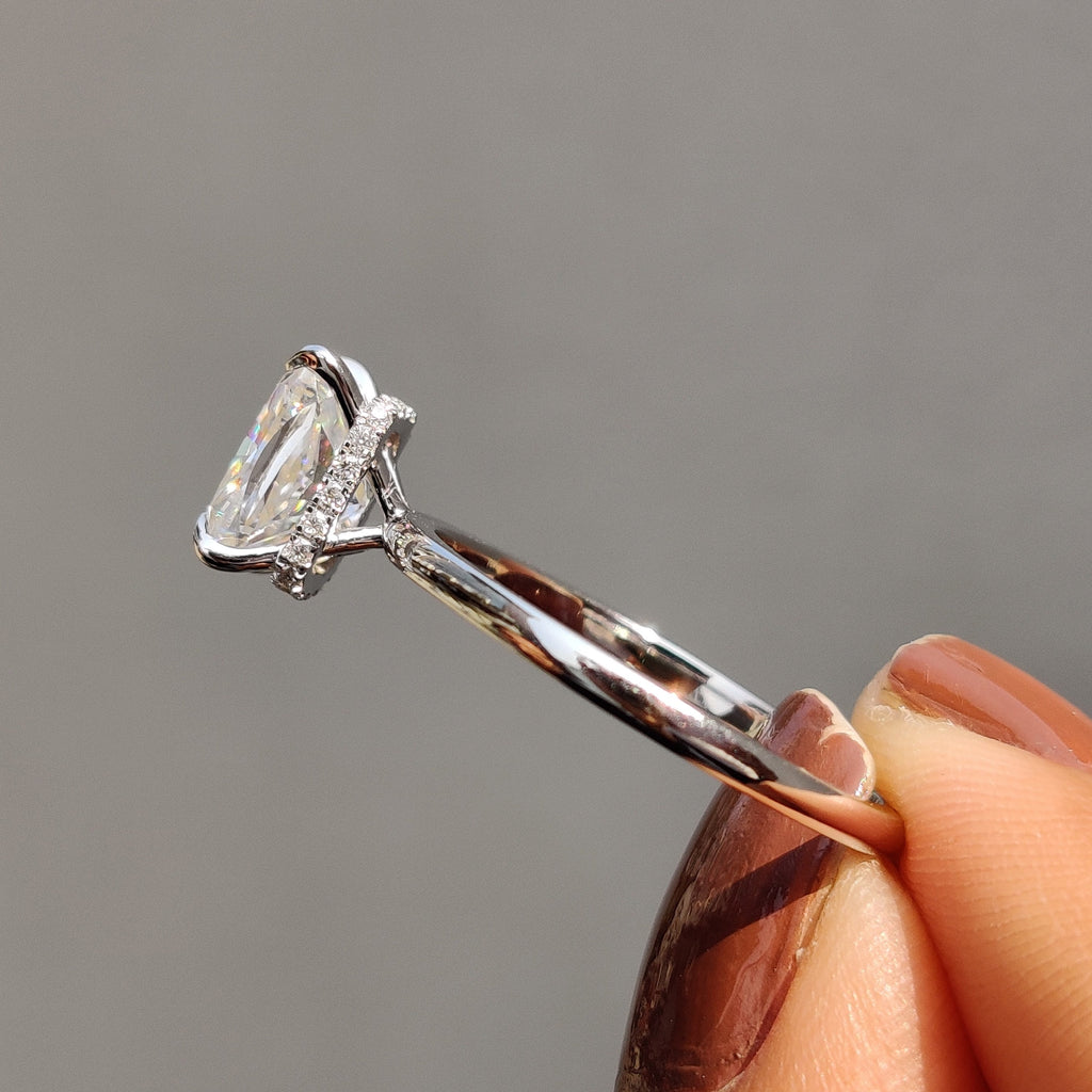 Hidden Halo Cushion Cut Diamond Ring