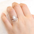 1.50CT Pear Cut Moissanite Halo Bridal Ring Set