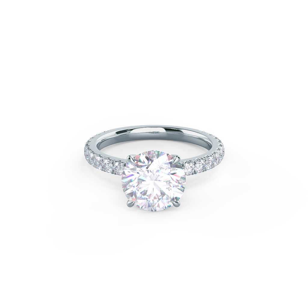 2.25 CT Round Moissanite Solitaire Pave Setting Engagement Ring