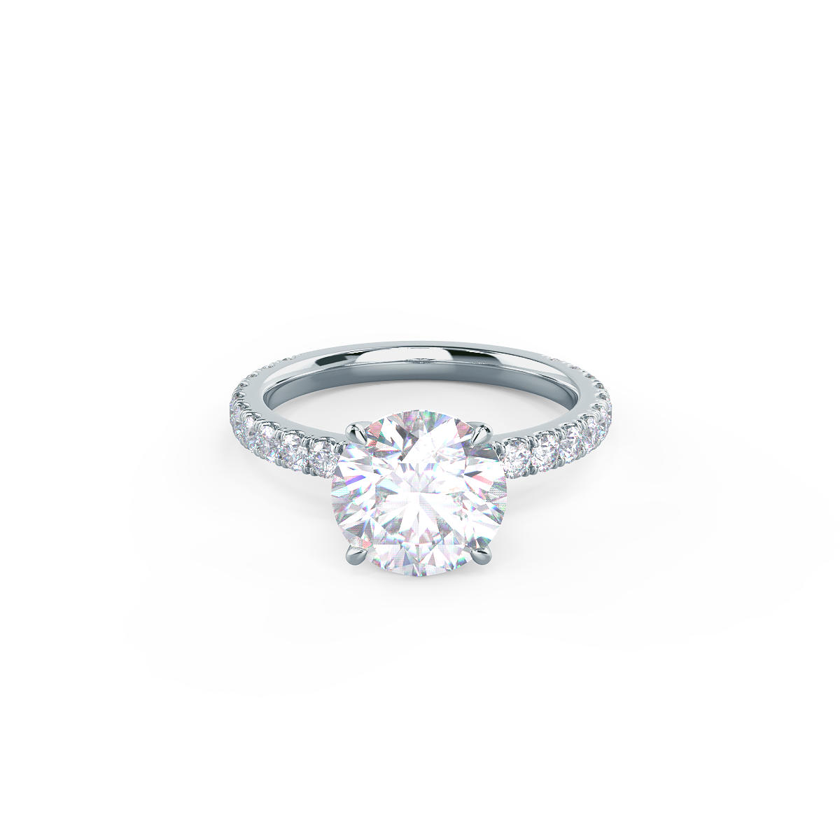 2.25 CT Round Moissanite Solitaire Pave Setting Engagement Ring