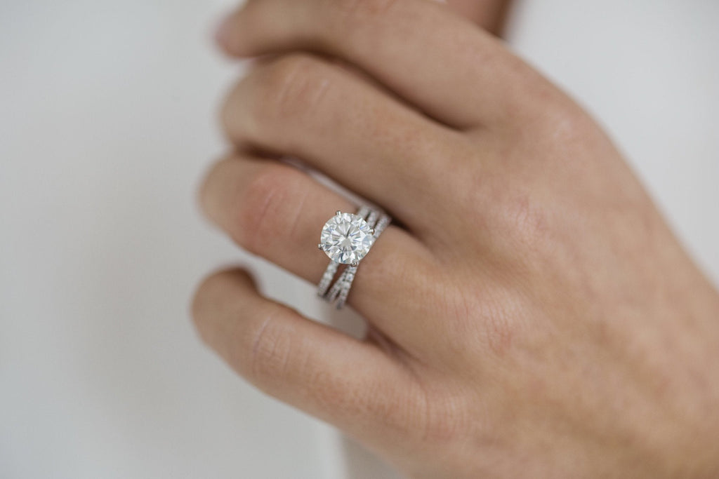 2.50 CT Round Cut Moissanite Hidden Halo Pave Setting Engagement Ring